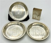 3 Sterling Nut Bowls and Matchbox Cover 1.83oz