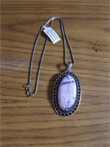 18 inch chain dendrite opal pendent German silver