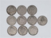 10 "V" Nickles From 1901 to 1911