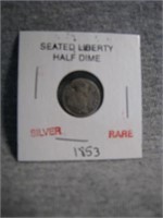Silver 1853 Seated Liberty Half dime-Rare