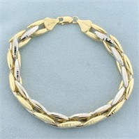 Two Tone Diamond Cut Geometric Link Bracelet in 14