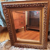 Vnt. wood frame mirror some wear due to age