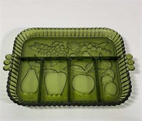 Indiana Glass Olive Green Divided Fruit Relish