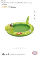 New 29 pcs; Play Day Inflatable Dino Spray Pool,