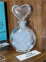 Vintage Crystal Perfume Bottle With Heart Stopper