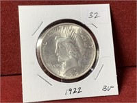 1922 UNITED STATES SILVER PEACE DOLLAR BU