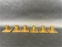 6 Brass Cylindrical Square Base Metal Pieces