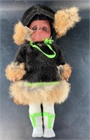 Well loved fur clad doll 12" long