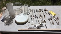ASSORTED FLAT WARE/SILVERWARE AND DISHES