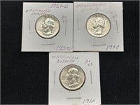 1957D, 1959 & 1960 Washington Quarters