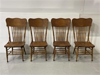 Antique wooden pressed back dining chair set