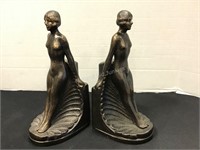 Heavy Cast Art Nouveau Style Bookends