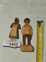 Man & Woman Vintage Hand Carved Figures Norway