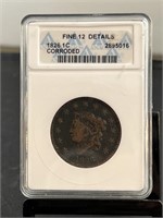 1826 Large Cent ANACS F 12