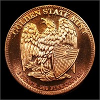 1oz .999 Fine Copper Bullion Round - Indian Cent S