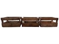3 French Anjoux Harolles Wood Crates