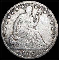 1864-S Seated Liberty Half Dollar LIGHTLY CIRCULAT