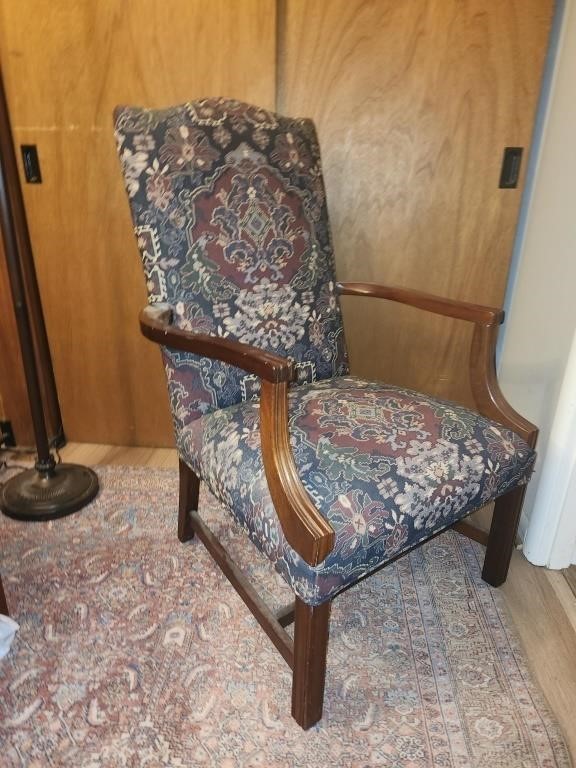 Vintage Georgian Style Wood Upholstered Chair