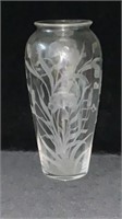 12" Crystal Vase with Etched Thistles
