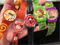 5 various watches (goofy -shreck -etc)