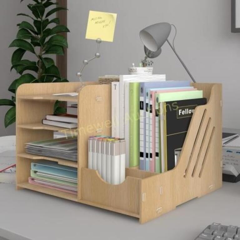 PUNCIA 4 Tiers Wood Desktop Organizer - Brown