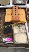 Vintage sewing/ tool wall cabinet, bible, picture