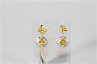 14kt  Yellow Sapphire Corundum/Diamond Earrings