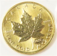 1999 CANADIAN 1/10TH OZ 999.9 GOLD MAPLE LEAF $5