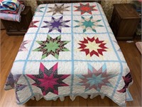 Handmade Quilt #19 large 8 Point Starburst Blocked