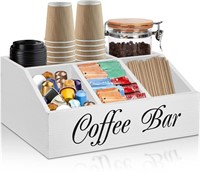Wood Coffee Organizer for Counter, White