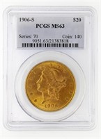1906-S Gold $20 PCGS MS63 $4250 LIST