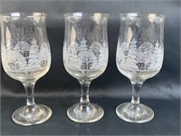 3 Vintage Libbey Winter Wonderland Glasses