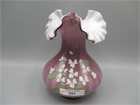 Fenton 7" HP purple cased vase
