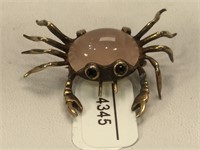 Sterling Silver Vermeil Crab Brooch - signed NM -