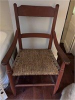 C. 1850 Luray VA Oak Armchair w/ Rush Seat