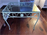 Vtg Meadowcraft-Style Wrought Iron Glass Top Table