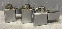 (3) 1960s Metal Zippo Lighters - (1) Etched