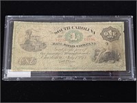 1873 South Carolina Railroad Company $1 Note