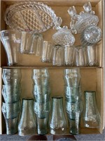 Coca-Cola Glasses, Divided Glass Dish, and