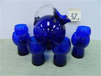Vintage Cambridge Glass Cobalt Blue Pitcher w/