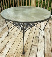 Wrought Iron Outdoor Patio Table w/ Glass Top