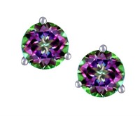 Round 3.50 ct Natural Mystic Topaz Stud Earrings