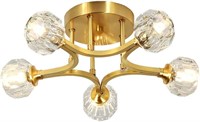 Qaupoee 5-Light Gold Crystal Lamp