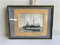 Framed US Warship Maine Photograph