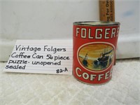Vintage Folgers Coffee Can 56 Piece Puzzle-Sealed