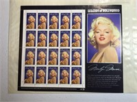 Sheet of Marilyn Monroe stamps
