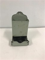 Antique tin wooden match holder