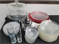 LARGE CLEAR GLASS LOT AND CHARGERS