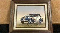 Oil Painting signed C Carson police car