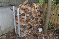Aluminum rack with firewood; as is
